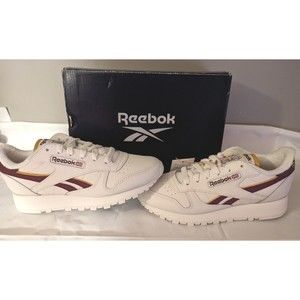 * Reebok Classic Leather Men chalk/maroon/retro gold Sneakers Size 4.5
